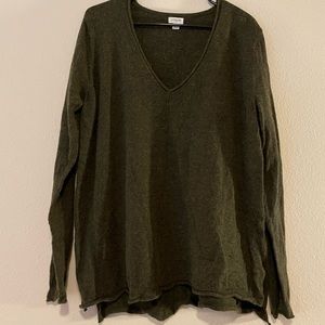 J. Crew Green Wool V-Neck Sweater